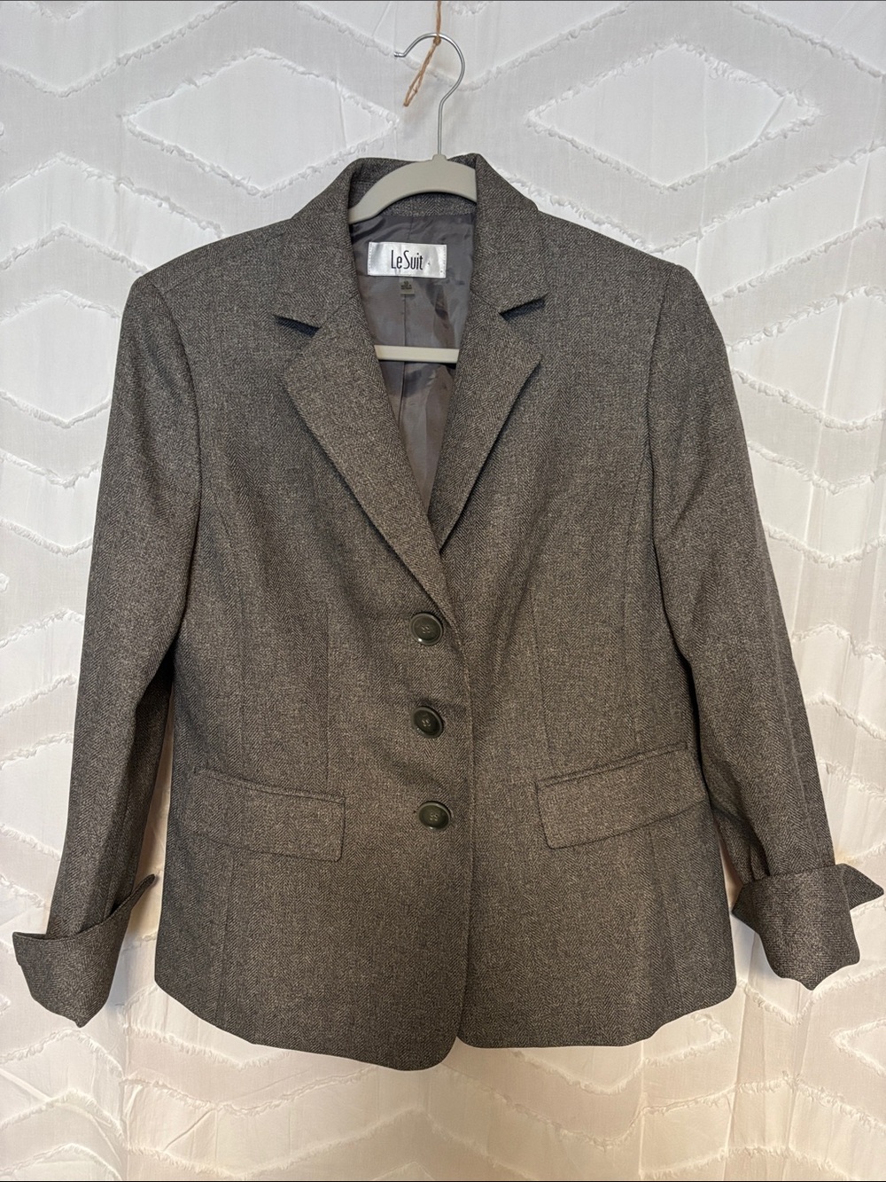 Le Suit Women's Charcoal Three-Button Tailored Blazer